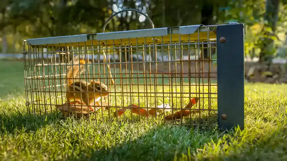 Chipmunk Cage Sunlight Grass Genesee County Michigan